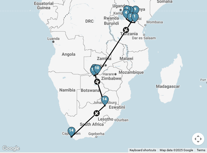 The Grand African Safari Crater to Cape Town